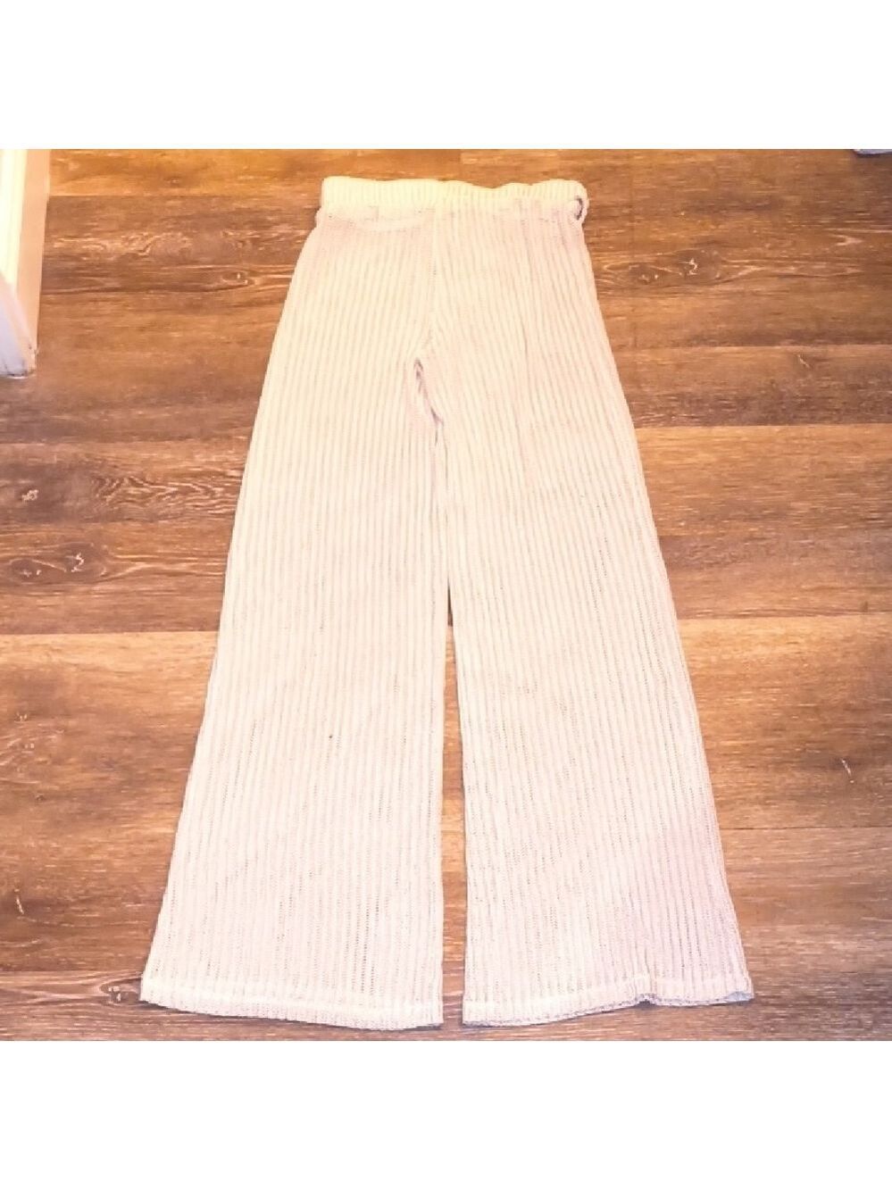 Source Unknown Cream Wide-Leg Knit Pants - Picture 3 of 4